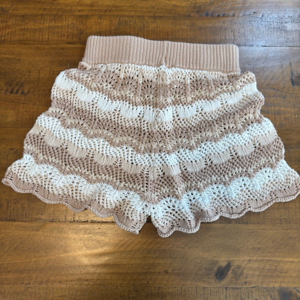 Princess Polly Knit shorts brown white stripe crochet size 0 NWOT - Picture 4 of 4
